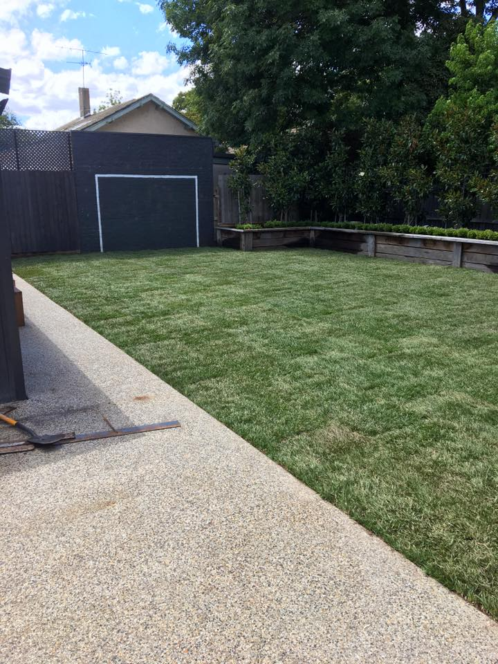 Ballarat landscaping – new turf with retaining walls